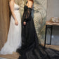 Off The Shoulder Long Sleeves Alternative Black Wedding Dresses