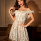 Cute Off-Shoulder A-line Sequin Mini Dress