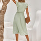Plain Color Flutter Sleeve Midi Dresses