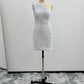 Shiny One Shoulder Velvet Sequin Sheath Homecoming Dresses
