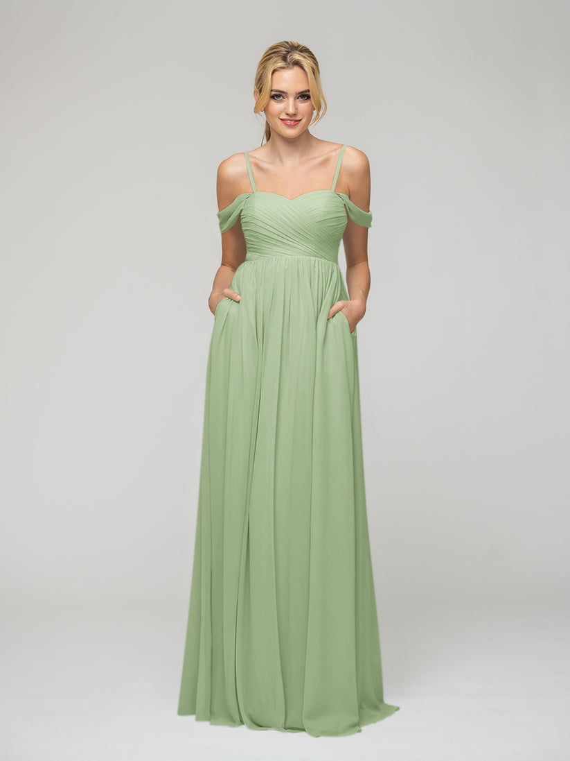 sage green cold shoulder bridesmaid dresses
