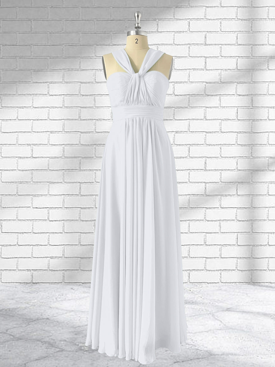 Floor Length Chiffon A Line Convertible Bridesmaid Dresses