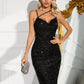 Black Shiny Sequin Straps Sexy Party Dress
