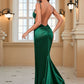 Emerald Open Back Side Slit Evening Dress