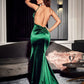 Emerald Open Back Side Slit Evening Dress