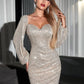 Long Sleeves Sequin Sweetheart Cocktail Dresses