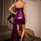 Purple Glitter Bodycon Sleeveless Cocktail Dress