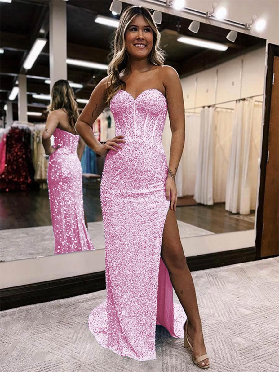 Light pink sparkly prom dress deals