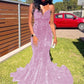 Mermaid Sweetheart Sleeveless Long Floor Length Velvet Sequin Prom Dress
