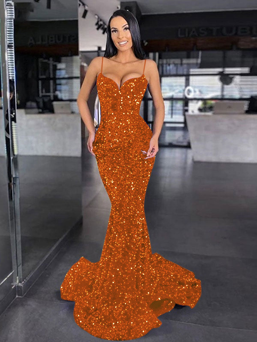 Burnt orange satin prom dress hot sale