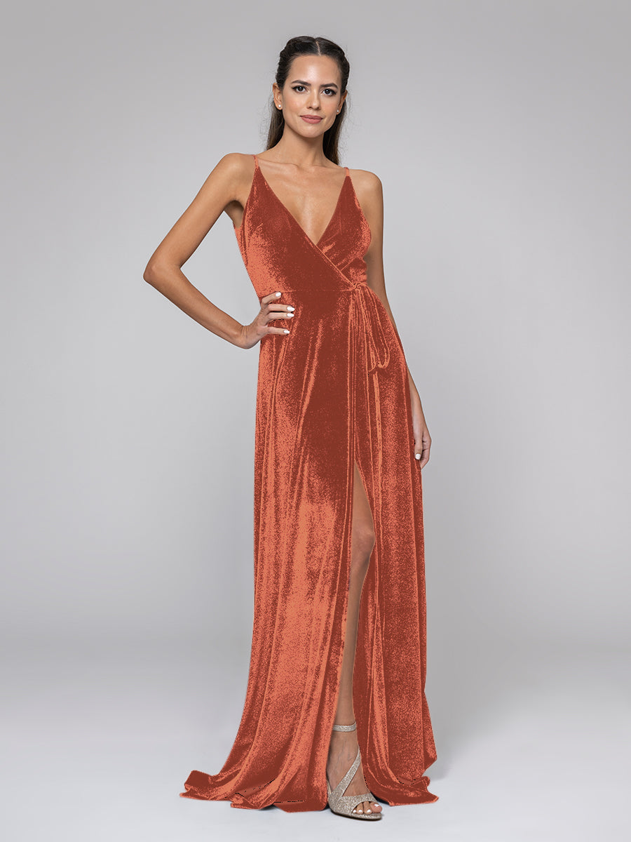 Burnt Orange Velvet Bridesmaid Dresses Yelure
