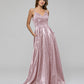 Floor Length Metallic Glitter A Line Prom Dresses