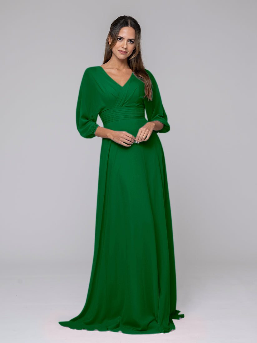 emerald green chiffon bridesmaid dresses