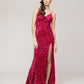 Sequin Spaghetti Strap Open Back Fitted Prom Dresses