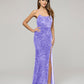 Long Formal Party Prom Gown With All Over Sequin