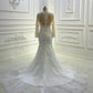 Elegant Long Sleeve V Neck Appique Mermaid Wedding Dresses