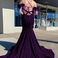 Sheath Cold Shoulder Sleeveless Long Velvet Sequin Prom Dress