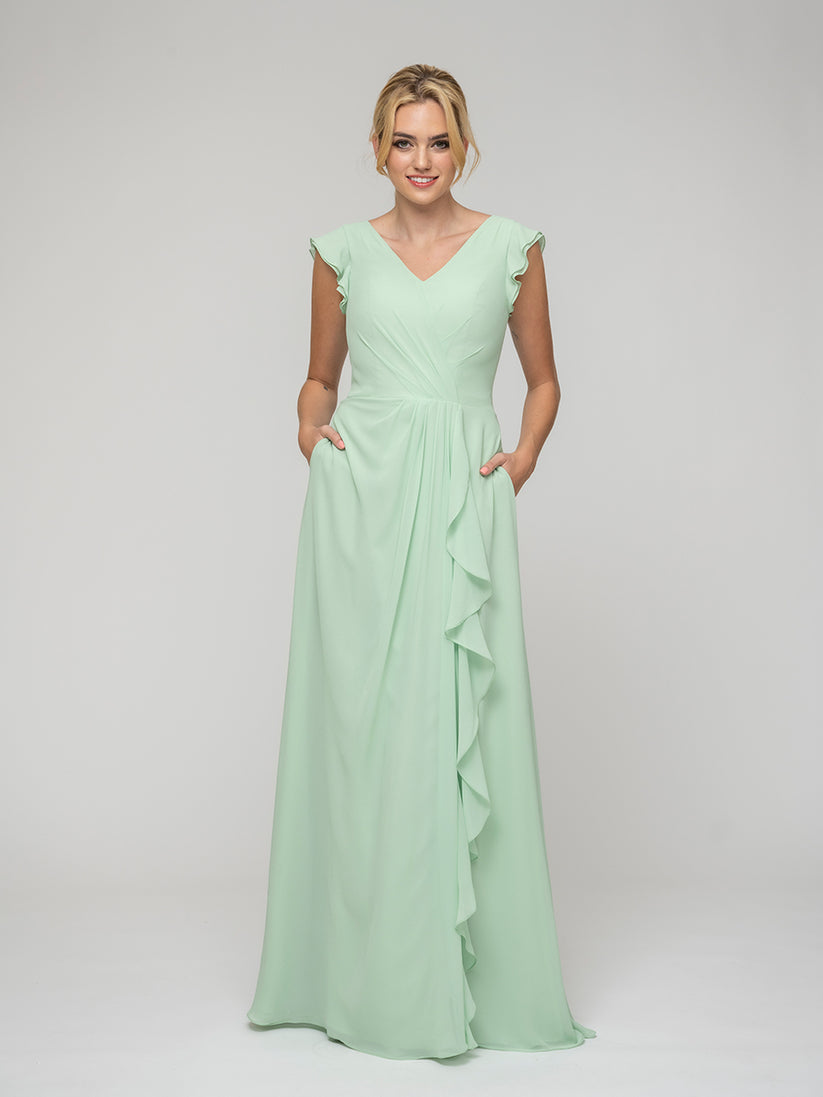 mint green straps bridesmaid dresses