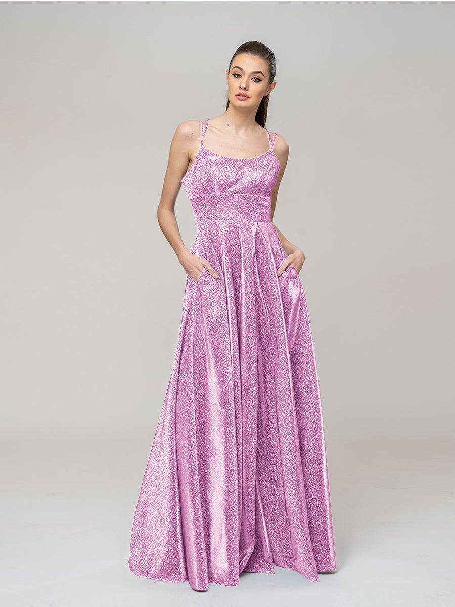 Sparkly Formal Floor Length A Line Prom Dresses