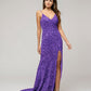 Sweep Train Side Slit Formal Party Prom Gown With Sequin