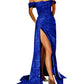 Sparkly Fitted Prom Dress With High Slit