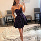 A-Line Sweetheart Sleeveless Short Velvet Sequin Prom Dress