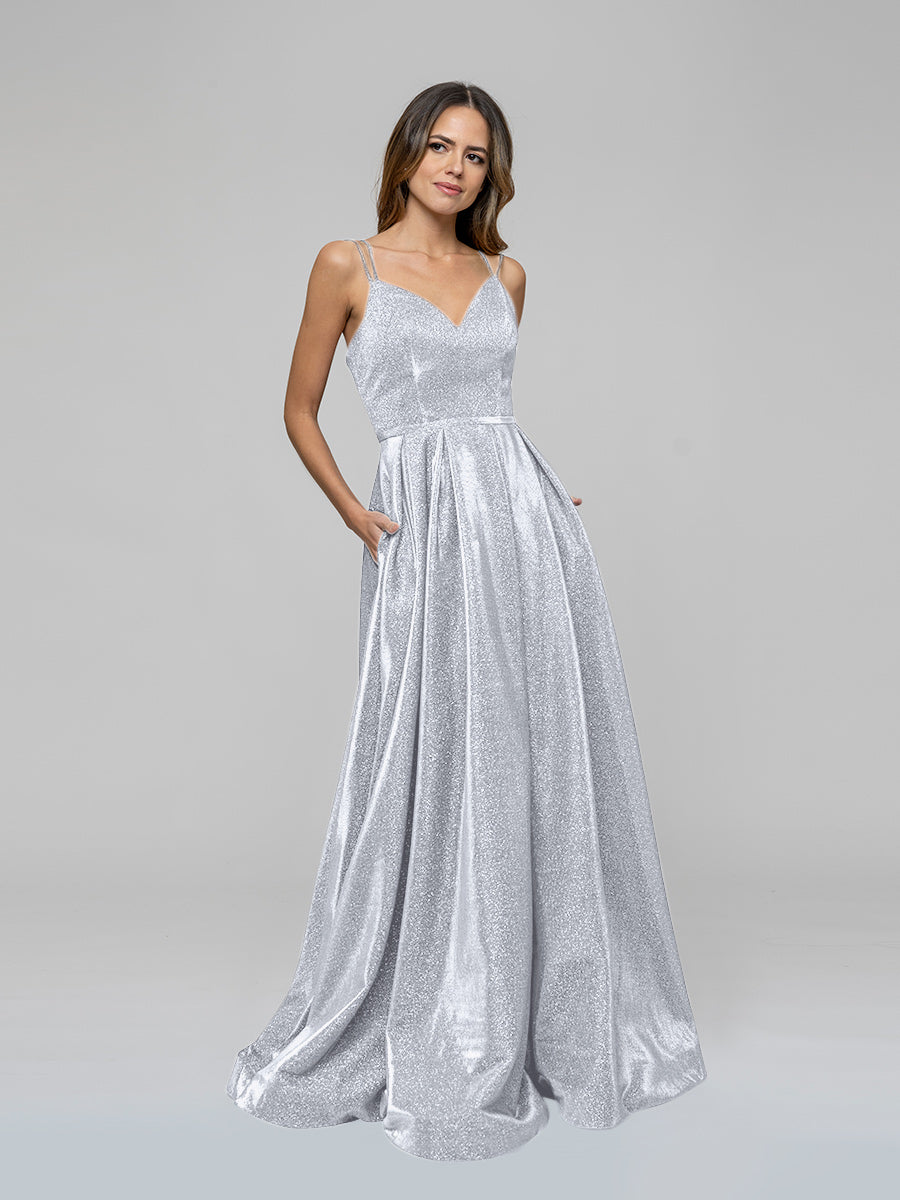 Illusion V-Neckline Glitter Long Gown BZ017 – Sparkly Gowns