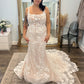 Straps Applique Mermaid Wedding Dresses With Detachable Skirt