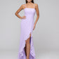 Lilac Spaghetti Strap Chiffon Mermaid Bridesmaid Dresses With Ruffles Split