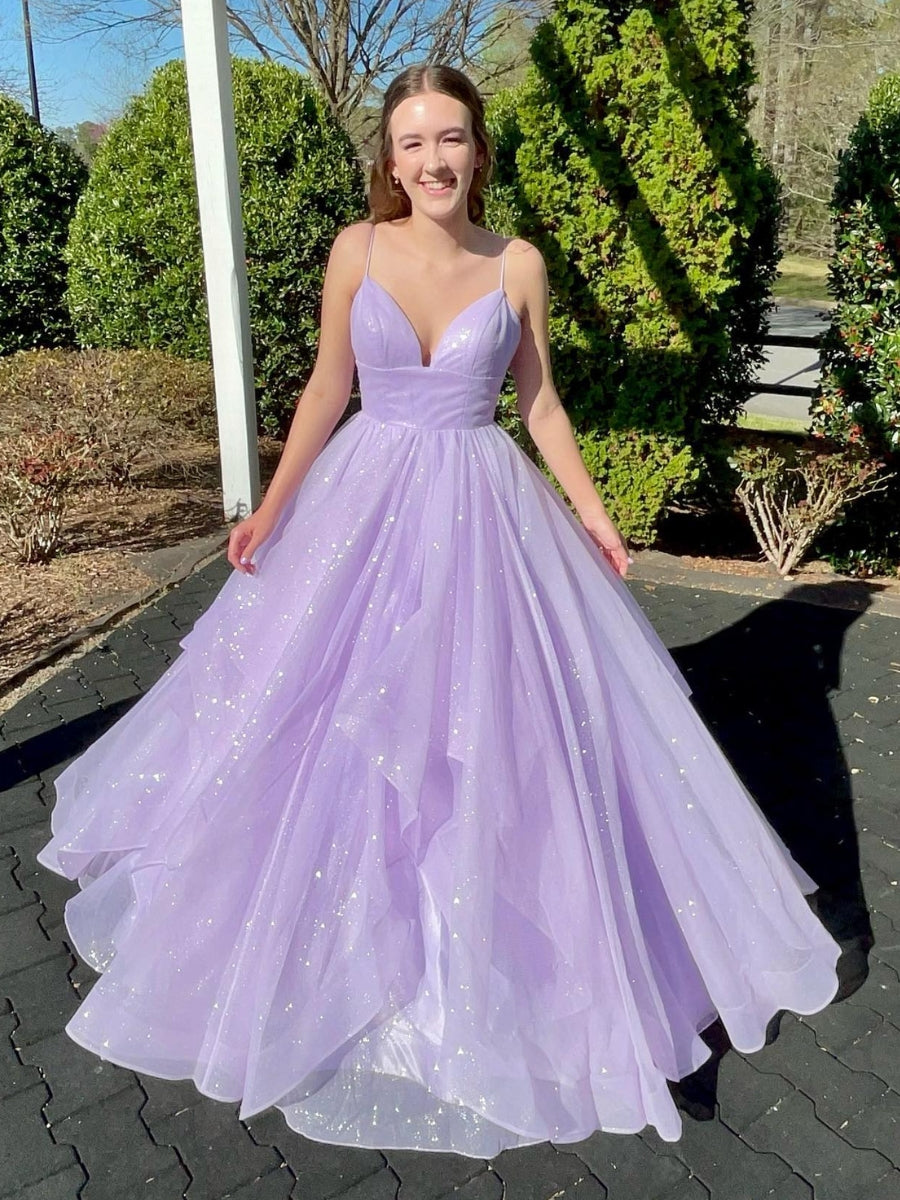 Lilac Halter Neck Tiered Tulle Handmade High-low Prom Dress