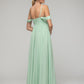 Mint Green Pleats Bodice Chiffon Cold Shoulder Open Back Bridesmaid Dresses