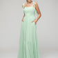 Mint Green Tie Strap Tiered Smock Open Back Chiffon Bridesmaid Dresses
