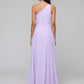 Lilac One Shoulder Slit Chiffon Bridesmaid Dresses With Sash