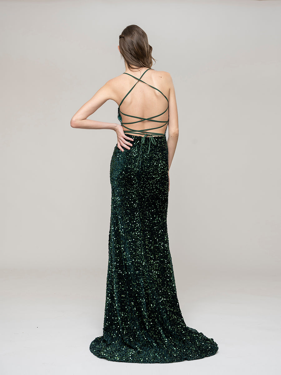 Emerald green criss clearance cross back dress