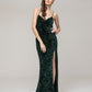 Sweetheart Spaghetti Strap Fitted Sequin Prom Dresses