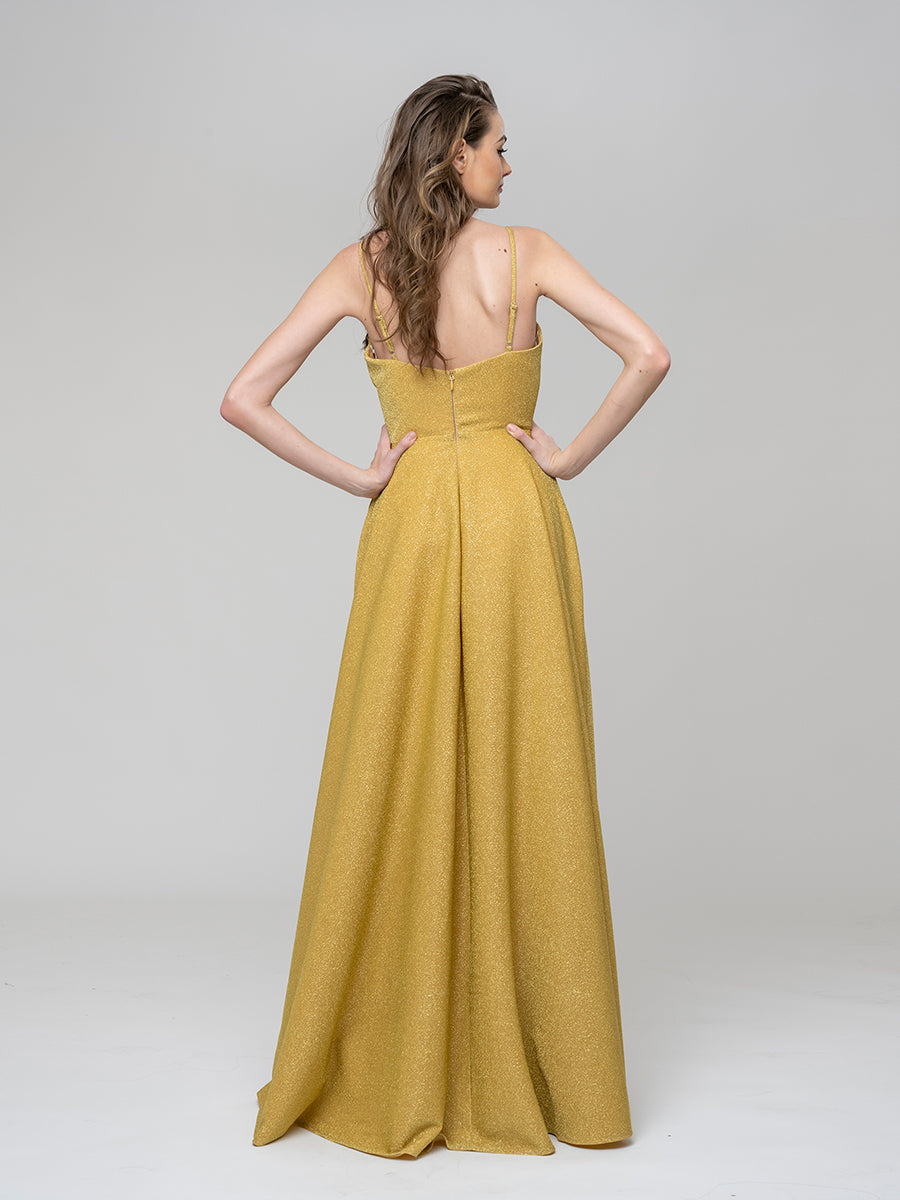 Gold zipper back dress shop